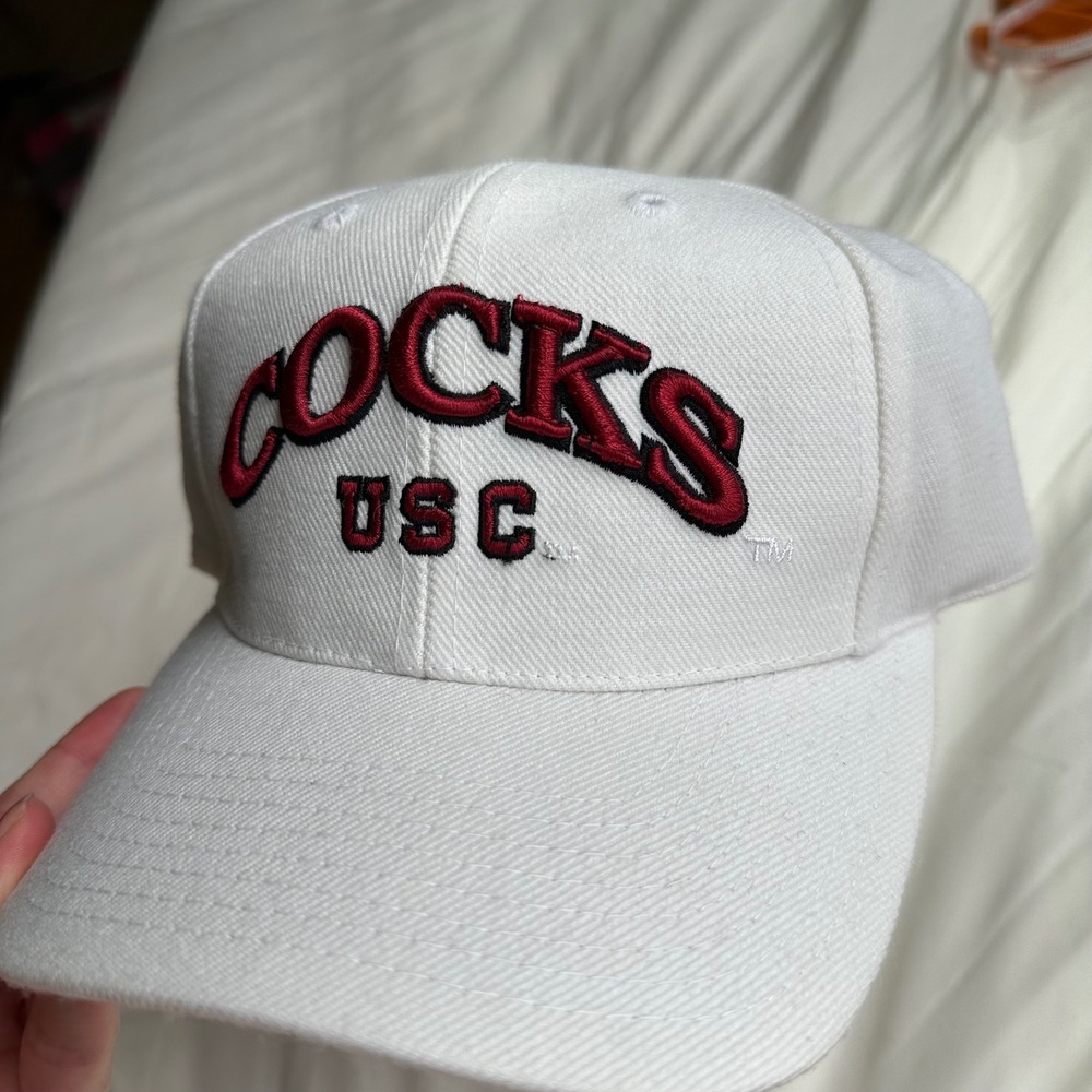 Vintage USC University of South Carolina Gamecocks Mens Hat Embroidered White - Picture 3 of 9